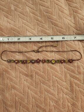 Pilgrim Vintage-Inspired Green & Pink Floral Necklace